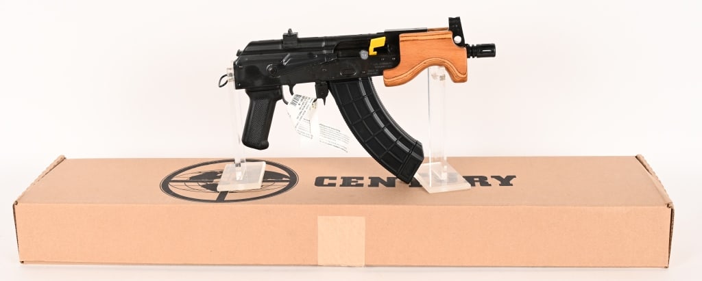 CENTURY ARMS CUGIR MICRO DRACO 7.62X39 PISTOL: SERIAL NUMBER: 24PMD-63195. BARREL: 6 ?". CALIBER: 7.62X39MM. Built in Romania, the MICRO DRACO is a compact package featuring an enhanced trigger group, threaded barrel to attach your desired muzzle