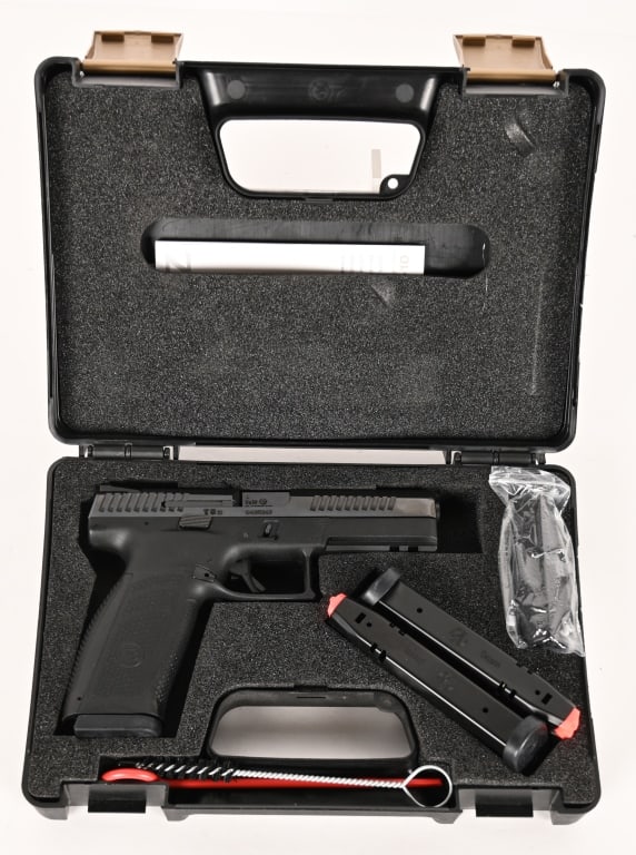 CZ P10-F FULL SIZE 9MM AEMI AUTO PISTOL: SERIAL NUMBER: G435347. BARREL: 5". CALIBER: 9X19. The CZ P-10 F is the full-size gun offering a 19+1 capacity (21+1 with extensions), a longer sight radius, and flatter shooting with reduced recoil.