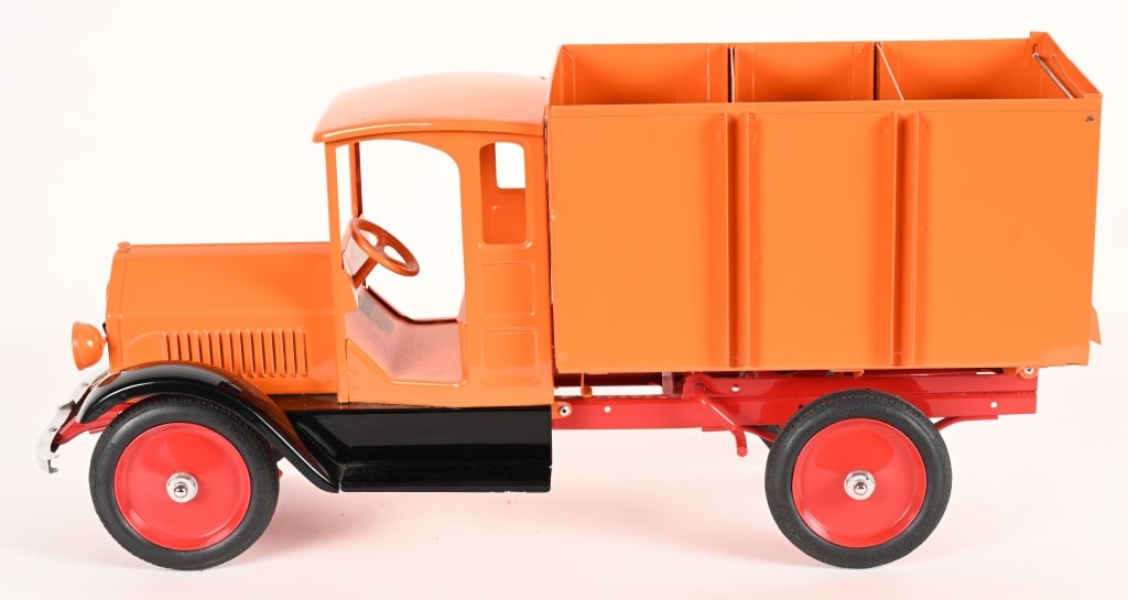 STURDITOY HIGHSIDE COAL TRUCK: Professionally restored Sturditoy pressed steel Highside Coal Truck. A very hard to find Sturditoy. Great condition. 26" Excellent