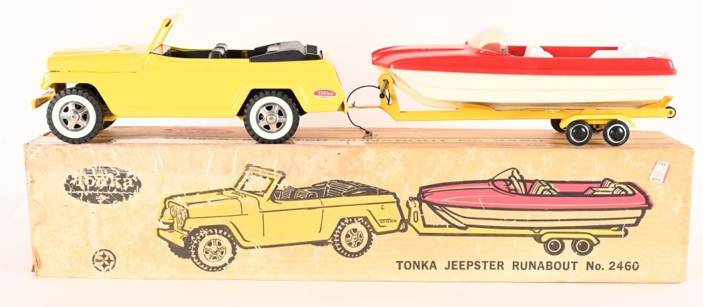 TONKA #2460 JEEPSTER RUNABOUT w/ BOX: Tonka #2460 Jeepster Runabout. All original and looks never played with. Boxed with some tape. 27" Excellent