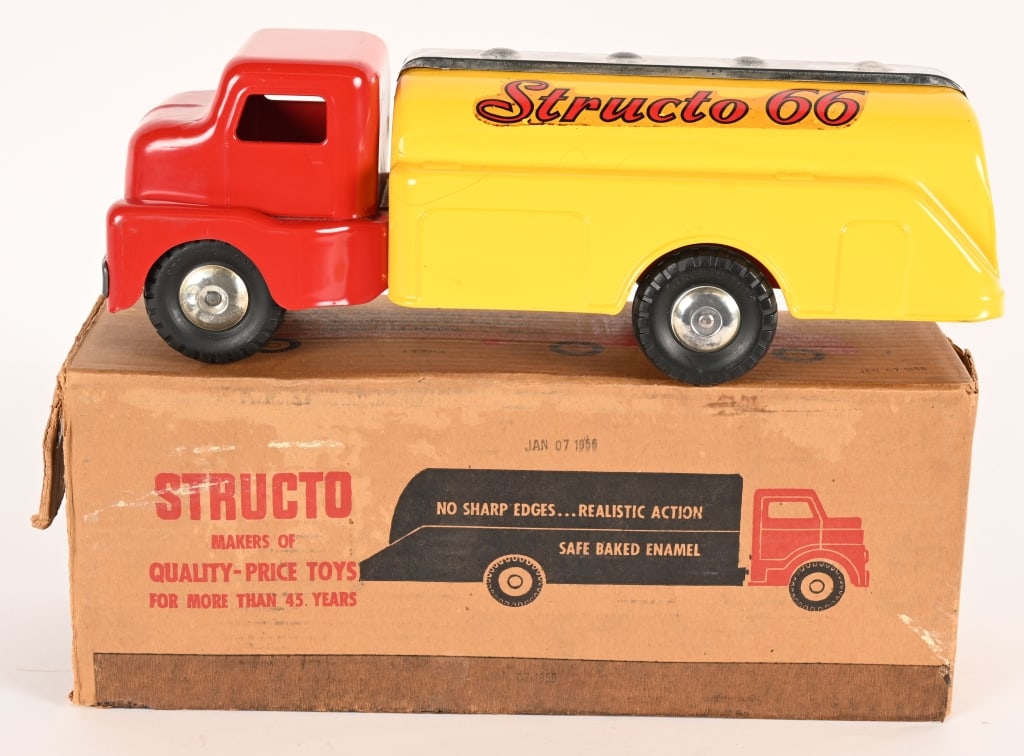STRUCTO #912 GASOLINE TRUCK w/ BOX: Structo #912 Gasoline Truck. Looks never played with condition. Boxed 13" Excellent