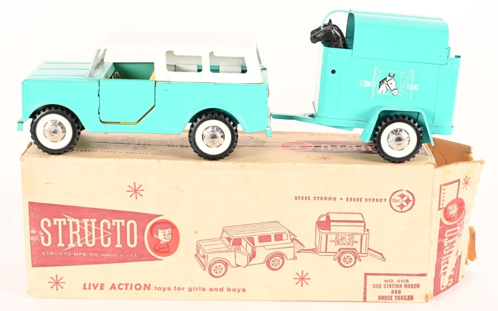 STRUCTO CUB STATION WAGON & HORSE TRAILER w/ BOX (1 of 8)