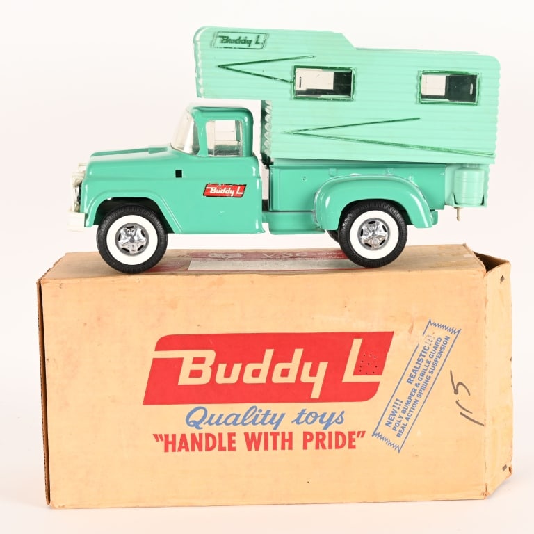 BUDDY L #5433 CAMPER TRUCK w/ BOX: Buddy L #5433 Camper Truck. Never played with condition. Boxed 15" Excellent