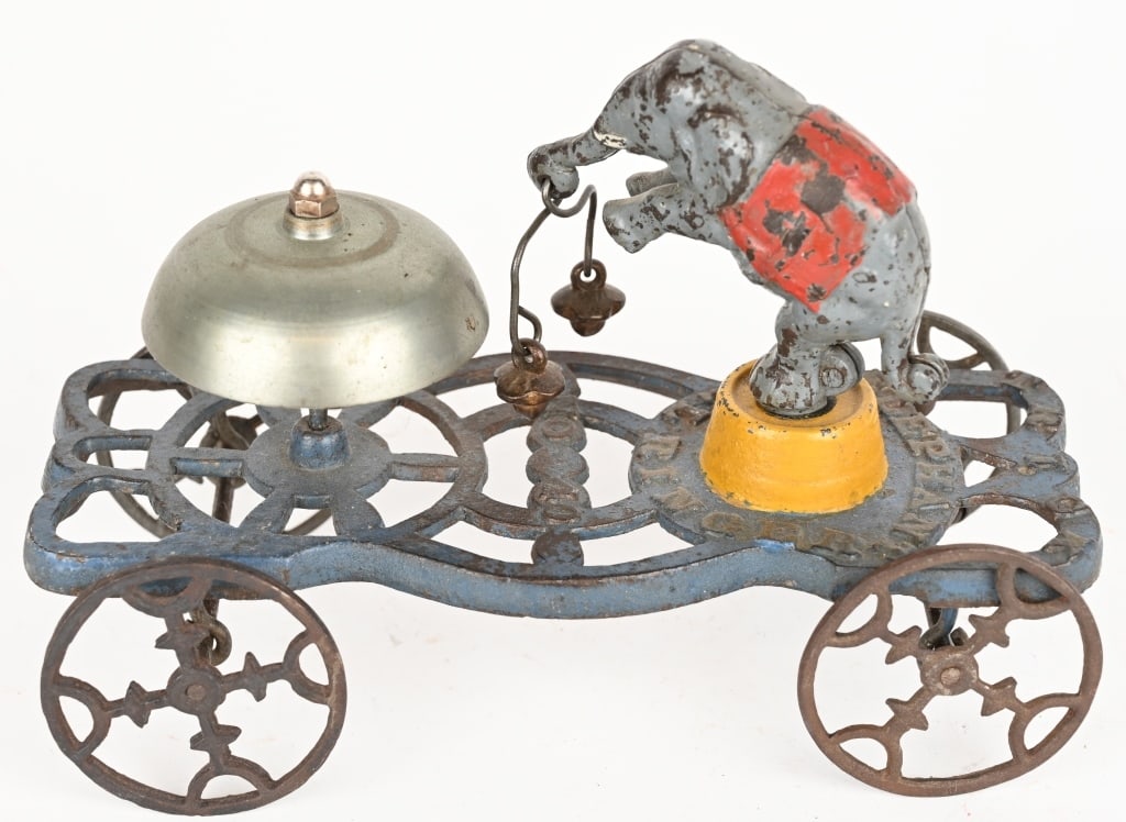 GONG BELL CAST IRON ELEPHANT BELL TOY (1 of 5)