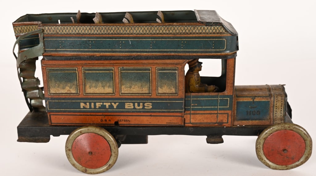 NIFTY TIN WINDUP DOUBLE DECKER BUS - 3