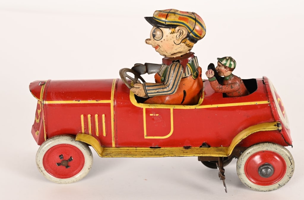 DISTLER TIN WINDUP COMICAL CAR w/ RIDER (1 of 5)