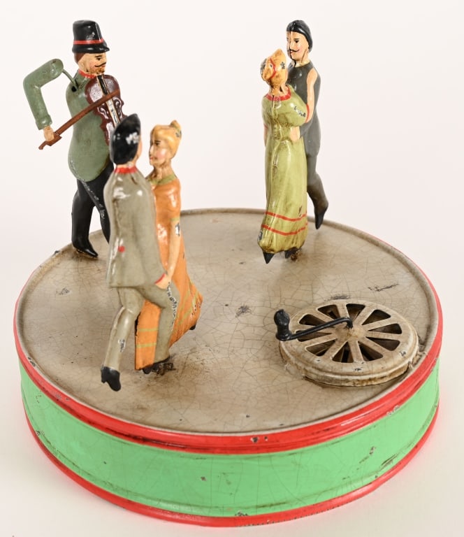 GERMAN HAND PAINTED TIN DANCING COUPLES - 2