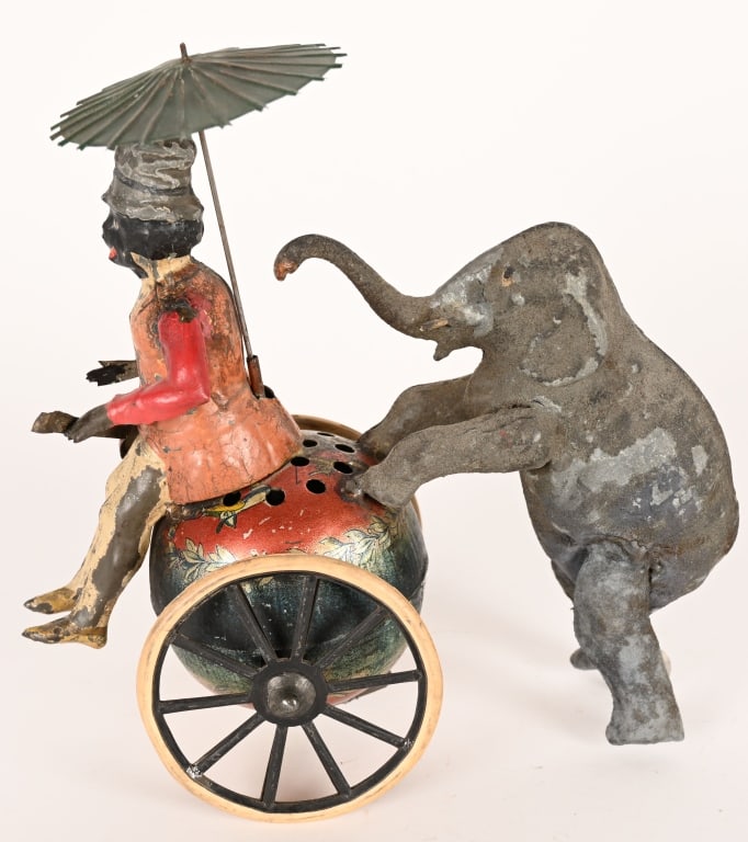 GUNTHERMANN HAND PAINTED TIN ELEPHANT & MINTREL (1 of 5)