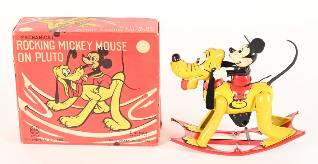 LINEMAR ROCKING MICKEY MOUSE ON PLUTO w/ BOX (1 of 9)