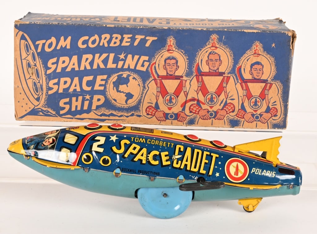 MARX TIN WINDUP TOM CORBETT SPACE SHIP w/ BOX (1 of 10)