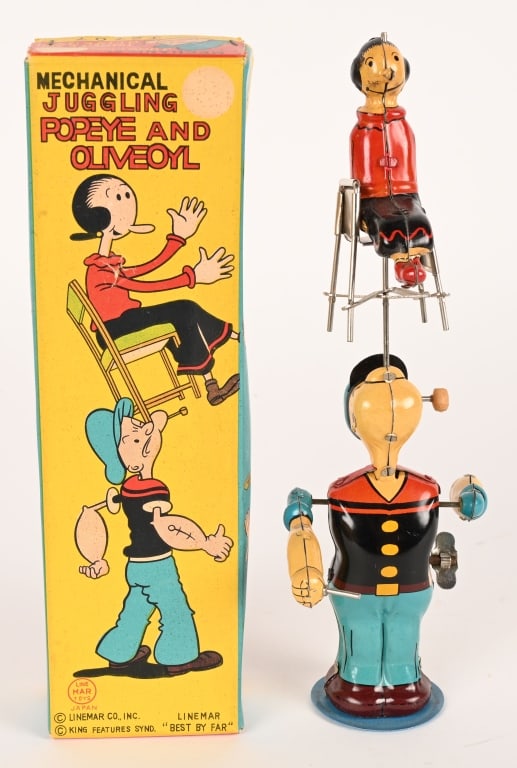 LINEMAR WINDUP JUGGLING POPEYE & OLIVE OYL w/ BOX (1 of 12)