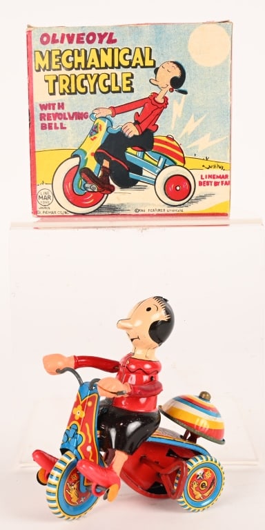 LINEMAR WINDUP OLIVE OYL TRICYCLE w/ BOX (1 of 12)
