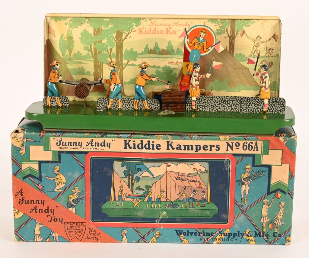 WOLVERINE TIN WINDUP KIDDIE CAMPERS #66A w/ BOX (1 of 7)