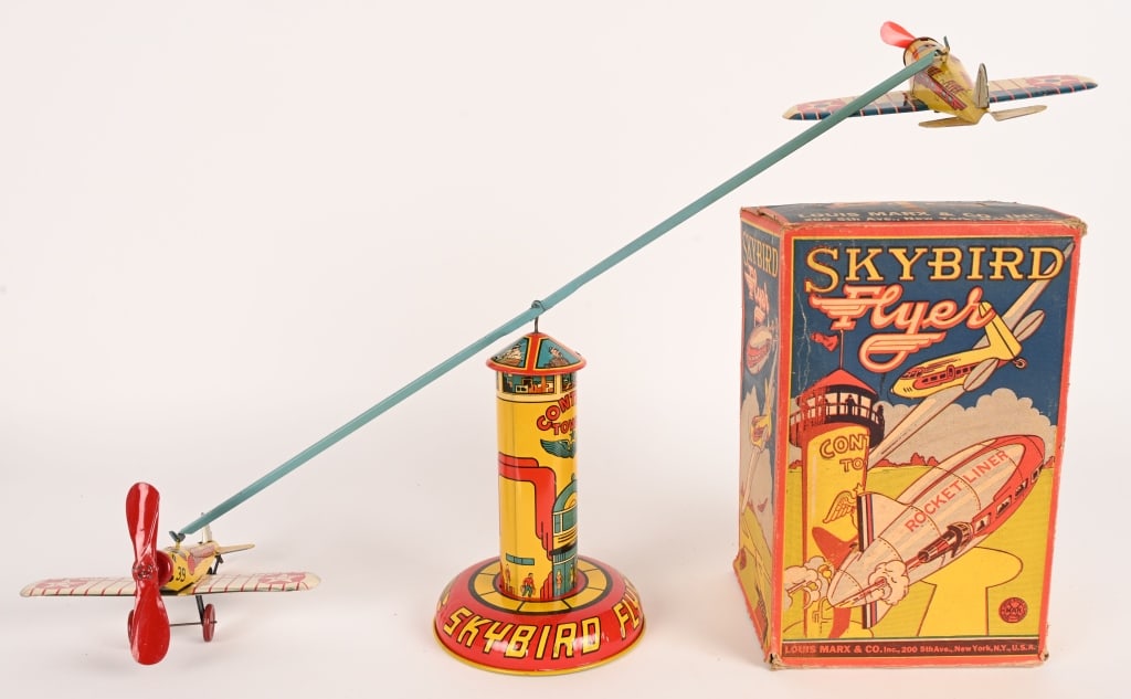 MARX TIN WINDUP SKYBIRD FLYERS w/ BOX (1 of 9)