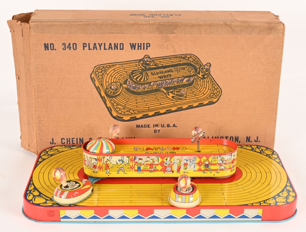 CHEIN TIN WINDUP PLAYLAND WHIP w/ BOX (1 of 6)