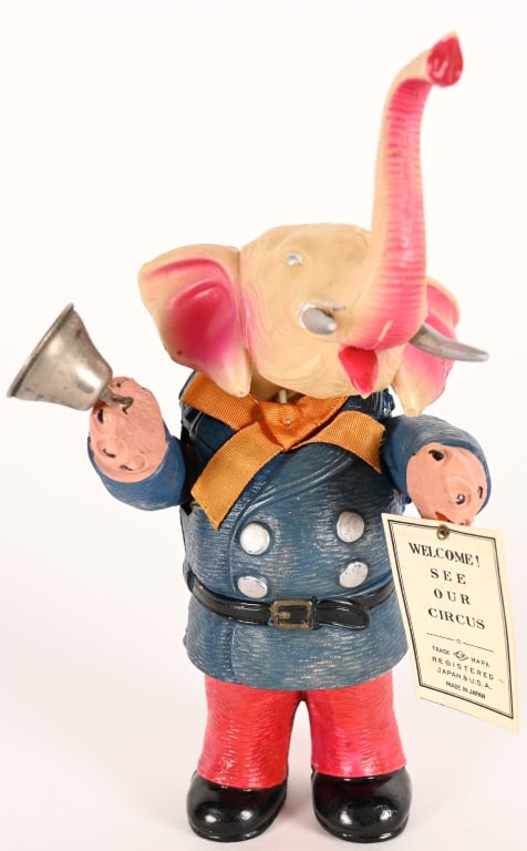 PRE-WAR JAPAN CELLULOID WIND-UP CIRCUS ELEPHANT (1 of 4)