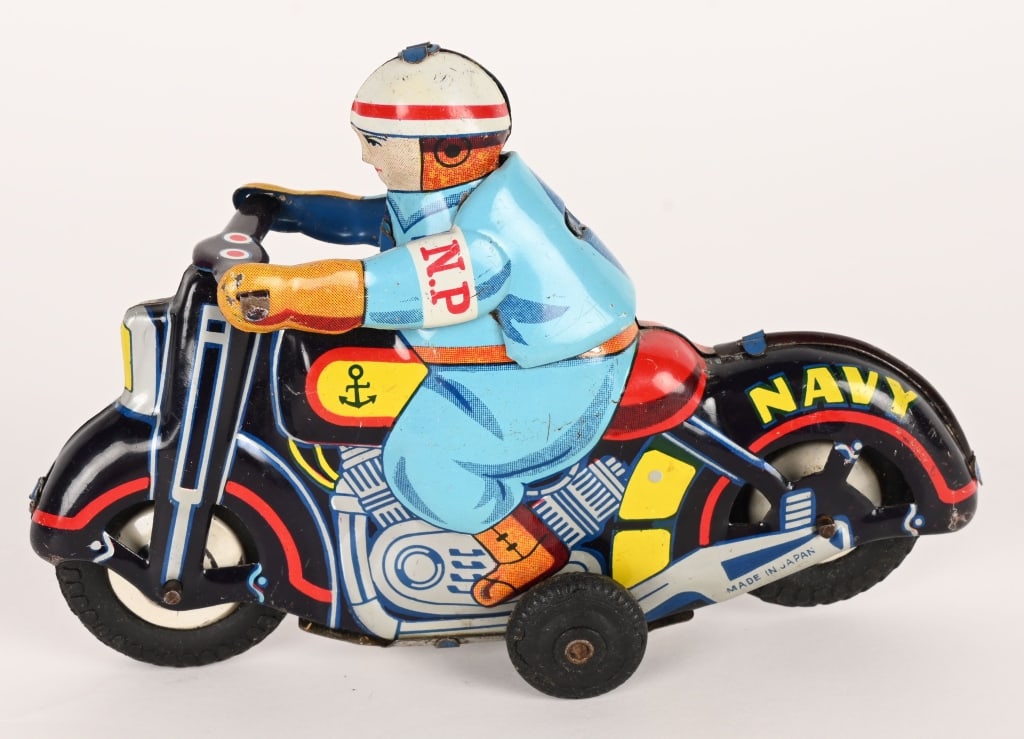 JAPAN TIN FRICTION NAVY MOTORCYCLE (1 of 5)