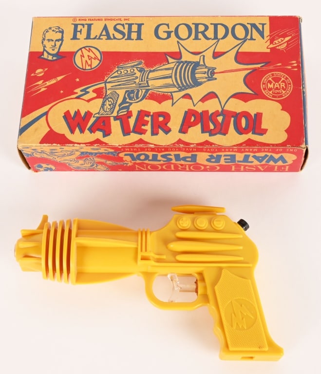 MARX FLASH GORDON WATER PISTOL w/ BOX: Marx Flash Gordon Water Pistol. New Old Stock with Box. 8 1/2" Excellent