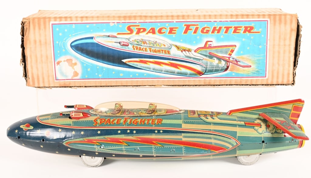 K OKADA TIN FRICTION SPACE FIGHTER XY-105 w/ BOX (1 of 10)