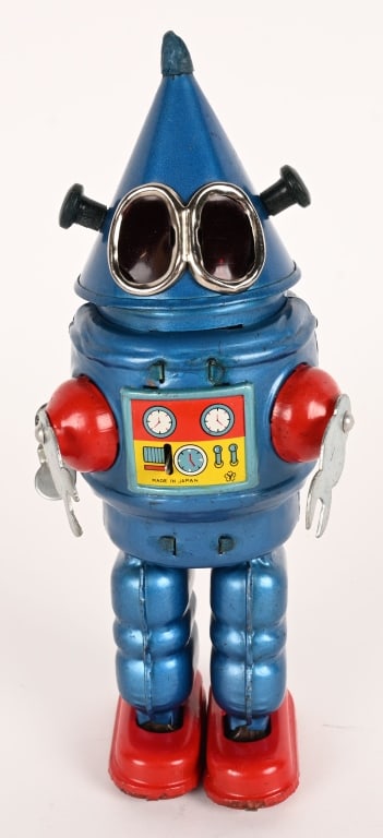 YONEZAWA TIN WINDUP CONE HEAD ROBOT (1 of 6)