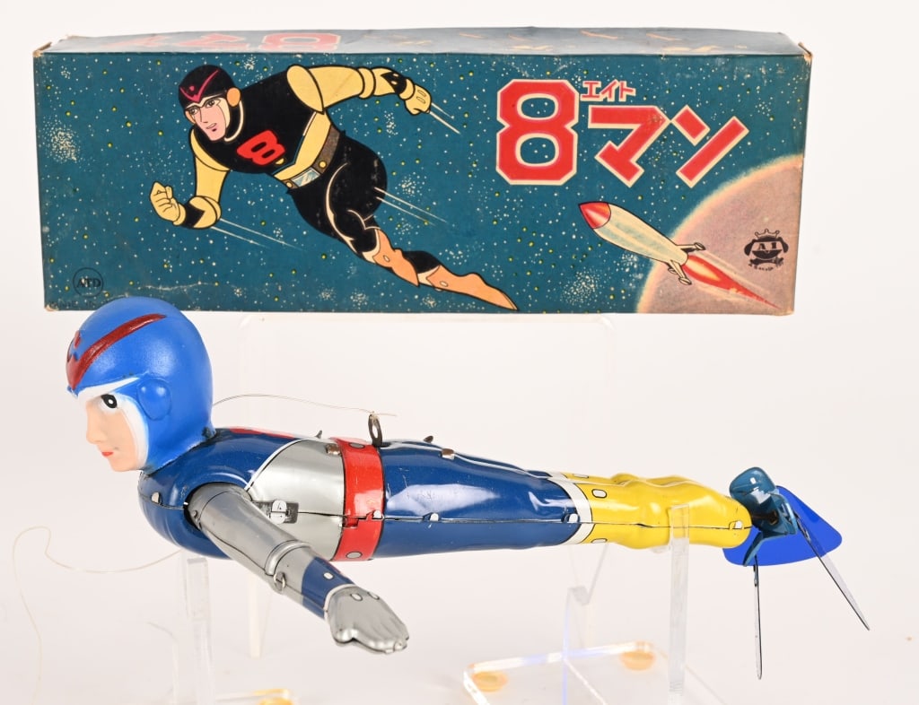 ASAKUSA TIN WINDUP FLYING 8 MAN w/ BOX (1 of 9)