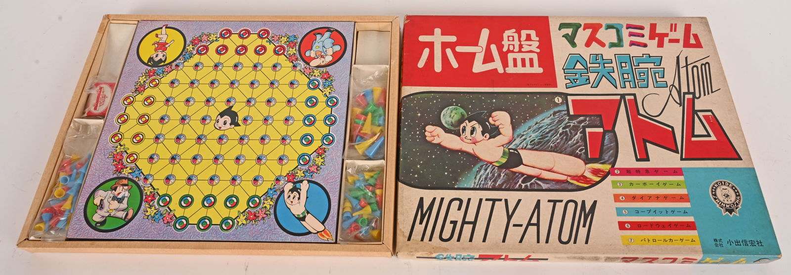 KOIDE SHINKOSHA MIGHTY ATOM GAME: Japan Mighty Atom Game. All complete and looks never played with condition. Game board has great graphics. Comes in Box with very nice Mighty Atom graphics. 16" Excellent