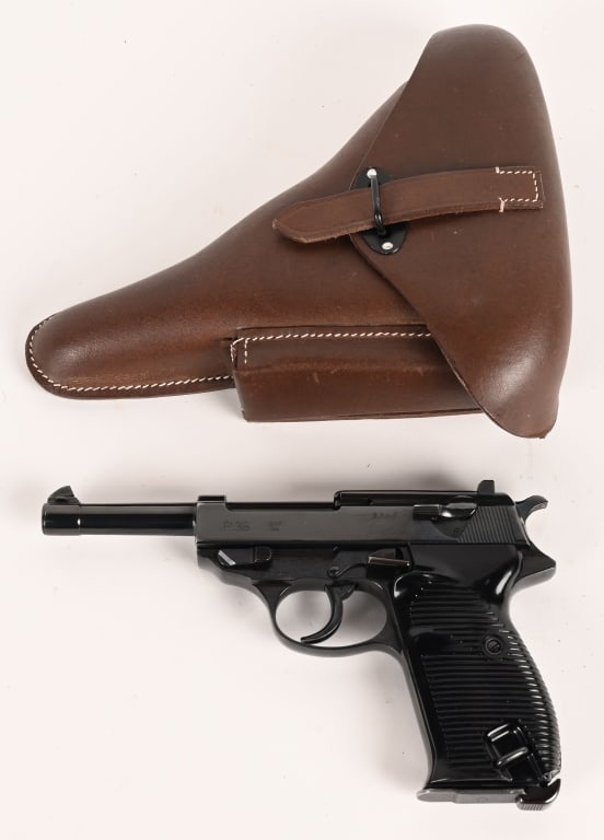WW2 ERA MAUSER / BYF 44 P38 WITH HOLSTER 9MM: SERIAL NUMBER: 5344d BARREL: 4 7/8" CALIBER: 9MM MANUFACTURED: 1944 Metal is REFINISHED blue steel with mostly matching parts. The barrel is not serial numbered but is Waffen proofed. Slid and frame a