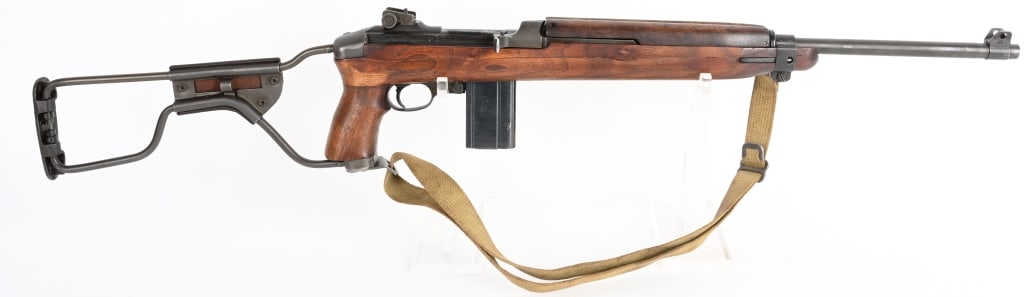 WW2 INLAND M1A1 PARATROOPER CARBINE: SERIAL NUMBER 5206027 BARREL 18" CALIBER 30 M1 CARBINE MANUFACTURED 5-1944. Produced in 1944 for paratroops with folding stock as a lightweight quickly deployed rifle alternative. Inland Div, of