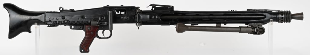 GERMAN MG-42 SEMI AUTO BY ICE HOUSE MFG. 8MM: SERIAL NUMBER: 38086 BARREL: 24" ( BNZ MARKED) CALIBER: 7.92X57MM (8MM) MANUFACTURED: 1942-PRESENT ( SEMI AUTO CONVERSION DONE IN 2000's) The MG 42 (shortened from German: Maschinengewehr 42, or