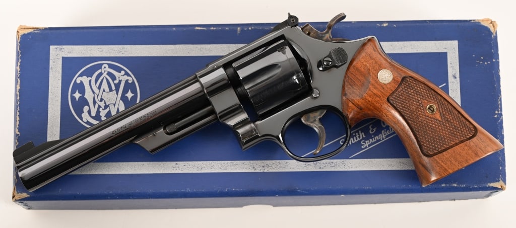 SMITH & WESSON MODEL 25-2 S PREFIX 45 ACP ANIB: SERIAL NUMBER: S260138. BARREL: 6 1/2”. CALIBER: .45 ACP. MANUFACTURED: 1967. Built in 1967 on the three screw N-frame this very scarce S-prefix Model 25-2 is equipped with a 6 1/2” barrel