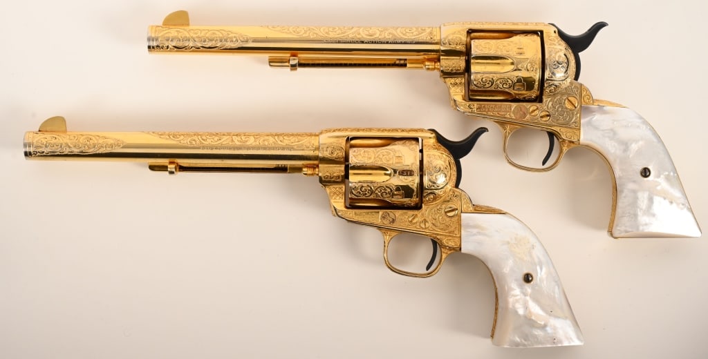 ENGRAVED PAIR OF COLT SINGLE ACTION ARMY REVOLVERS (1 of 20)