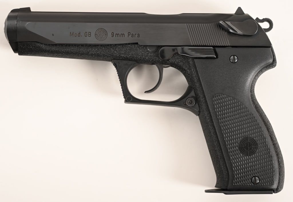 Steyr GB 9mm Mfd 1982: SERIAL NUMBER: P08969. BARREL: 5”. CALIBER: 9mm. MANUFACTURED: 1983. Built in 1983 this interesting Steyr Model GB is equipped with a 5" barrel, original finish and composite frame. CONDITION: