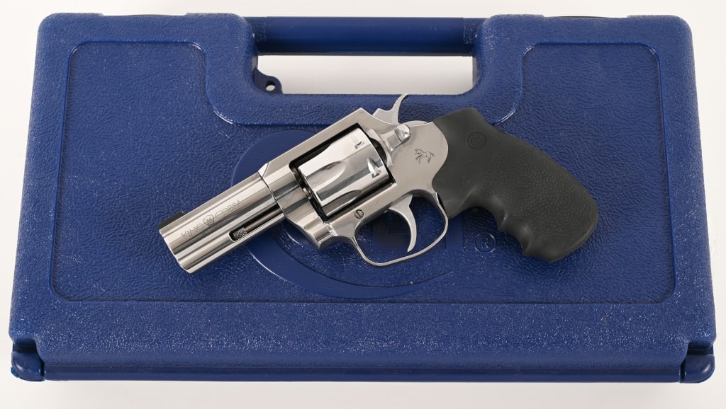 COLT KING COBRA STAINLESS STEEL 357: SERIAL NUMBER: RA276389. BARREL: 3”. CALIBER: .357 Magnum. MANUFACTURED: 2023. This new production Colt King Cobra is equipped with a 3" barrel and original grips. The gun comes in the original