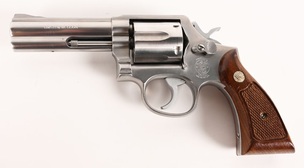 SMITH & WESSON MODEL 681 357 MAGNUM: SERIAL NUMBER: ABY5229 BARREL: 4” CALIBER: .357 Magnum MANUFACTURED: 1983. This fixed sight L frame S&W was a popular choice of law enforcement given the fixed sights, stainless steel