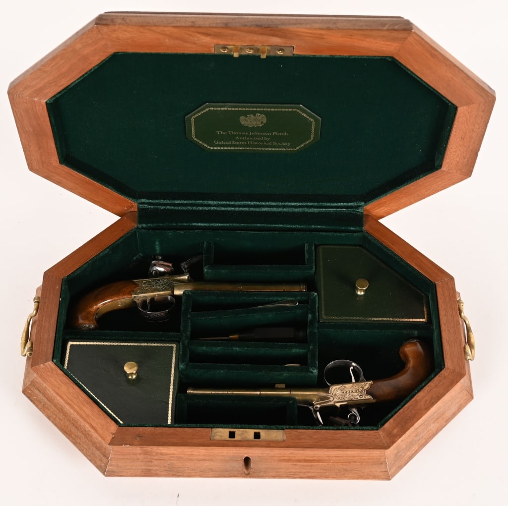 U.S. HISTORICAL THOM. JEFFERSON CASED SET PISTOLS (1 of 7)