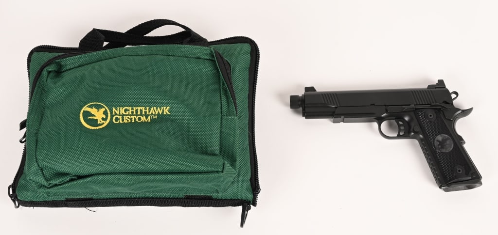 NIGHTHAWK AAC RECON 1911 SEMI AUTO PISTOL: SERIAL NUMBER: NCP17944. BARREL: 5 1/2". CALIBER: .45 ACP. MANUFACTURED: 2010-2014. The Nighthawk AAC with Recon Rail elevated the classic 1911 platform with tactical versatility and suppressor-ready