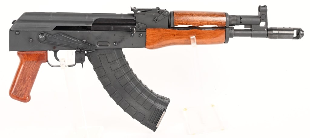 RADOM HELLPUP SEMI-AUTO 7.62x39 PISTOL: SERIAL NUMBER: PAC1112305. BARREL: 11 1/2". CALIBER: 7.62X39. Polish made Radom Hell Pup AKM platform pistol. Imported by Pioneer Arms. Features ported muzzle break, wood and composite hand guards and