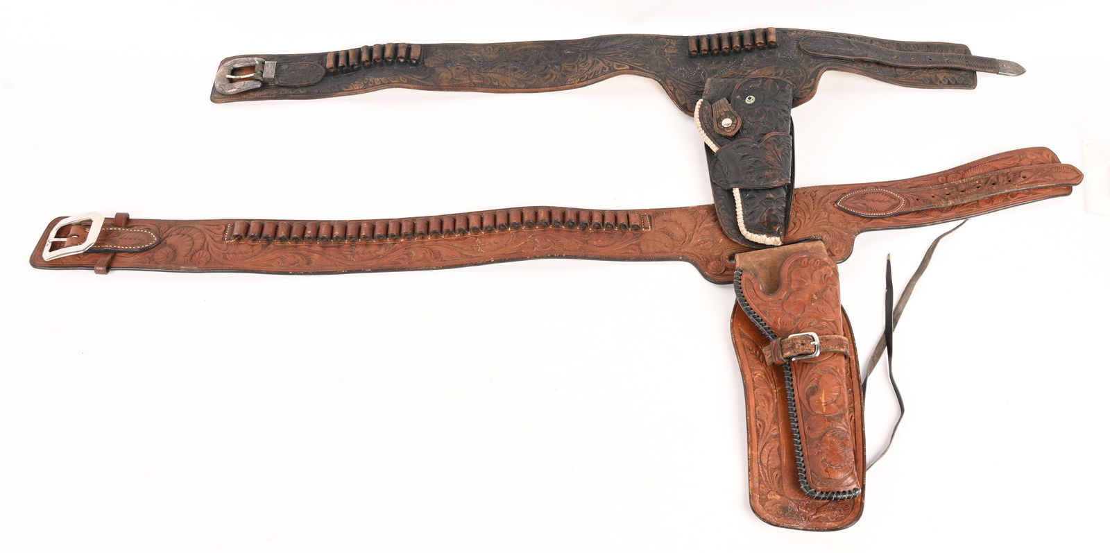 LOT OF 2: LEATHER GUN BELTS (1 of 16)