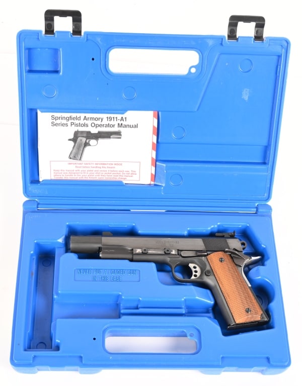 SPRINGFIELD ARMORY FACTORY COMP 45 1911: SERIAL NUMBER: NM121137 BARREL: 5” CALIBER: 45 ACP MANUFACTURED: 2005. This unique Springfield Armory Factory Armory is equipped with a 5" barrel, special adjustable sights, factory compensator