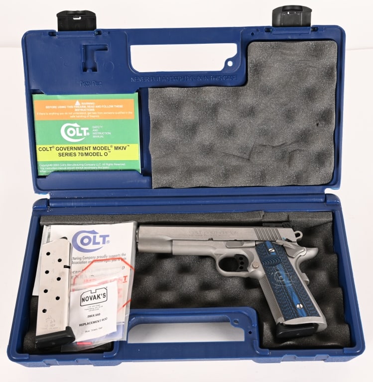 COLT GOLD CUP TROPHY 1911 SEMI AUTO PISTOL: SERIAL NUMBER: GCX02681. BARREL: 5". CALIBER: .45 ACP. MANUFACTURED: 2023. Standard features and markings. This newly designed Gold Cup Trophy features 25LPI checkering on the front and back strap,
