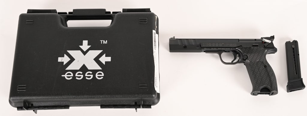 MAMMERLI X-ESSE IPSC SEMI AUTO PISTOL BY WALTHER: SERIAL NUMBER: E0117024. BARREL: 6". CALIBER: .22 LR. the Long pistol with a modern design is the new Hammerli X-esse Long SF. Hammerli implemented an innovative, and adjustable two-stage trigger.