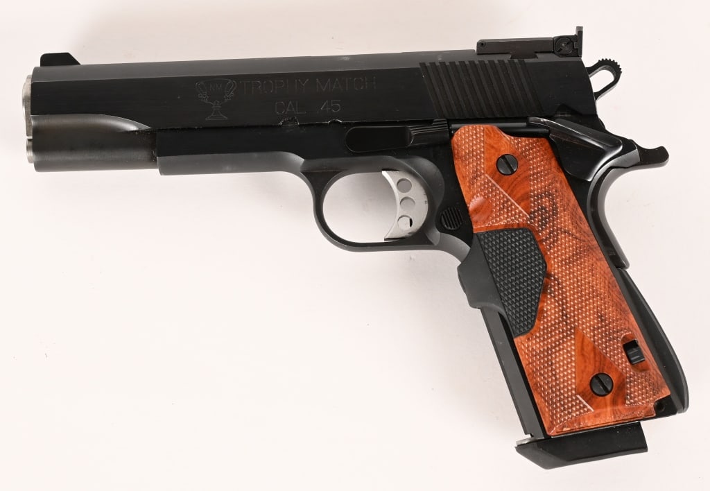 SPRINGFIELD ARMORY TROPHY MATCH 1911: SERIAL NUMBER: NM152650. BARREL: 5". CALIBER: .45 ACP. Springfield Armory Trophy Match is a high-performance, competition-focused 1911 pistol, typically in .45 ACP, featuring match-grade internals, a