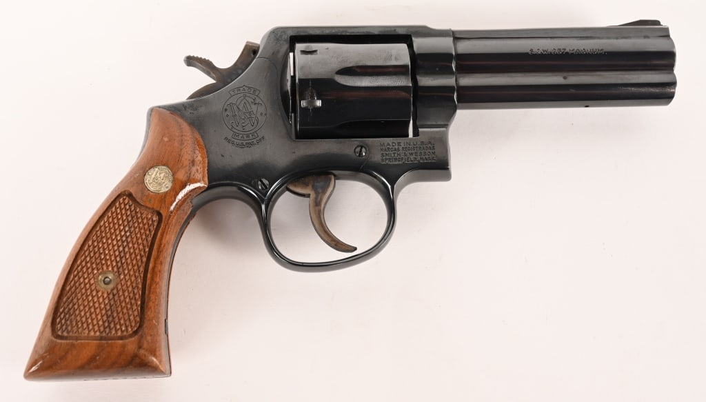 SMITH & WESSON MODEL 581 357 MAGNUM L FRAME: SERIAL NUMBER: AAA3443 BARREL: 4” CALIBER: .357 MAGNUM MANUFACTURED: 1984 Built among the first alpha numeric serial number range, this early and interesting Model 581 is equipped with a 4"