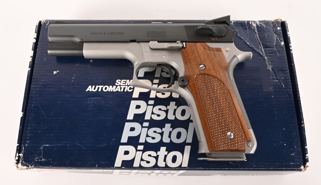 SMITH & WESSON MODEL 745 STAINLESS 45 ACP: SERIAL NUMBER: TBJ3022 BARREL: 4” CALIBER: .45 ACP MANUFACTURED: 1989 This fine 3rd Gen stainless steel S&W .45 Auto comes in the original numbers matching box and is equipped with a 4”