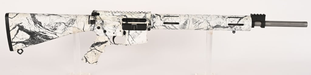 WINDHAM WEAPONRY WW-15 WINTER WHITE CAMMO AR15: SERIAL NUMBER: WW084643. BARREL: 20". CALIBER: .223 REM. This WW-15 features a great looking and functional winter cammo finish, aluminum float tube hand guard with aggressive knurling, fluted barrel