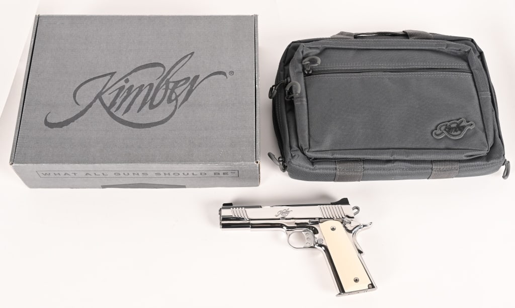 KIMBER STAINLESS II 38 SUPER: SERIAL NUMBER: KF170827 BARREL: 5” CALIBER: .38 SUPER MANUFACTURED: 2020. Built in 2020 this bright polished Stainless II 38 Super is equipped with a 5" barrel and smooth faux ivory grips. The g