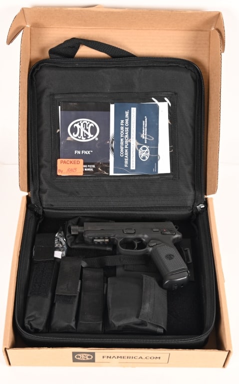 FABRIQUE NATIONALE FN FNX45 TACTICAL: SERIAL NUMBER: FX3U199953 BARREL: 5” CALIBER: 45 ACP MANUFACTURED: 2022. Built in 2022 this Fabrique Nationale FNX-45 this tactical and suppressor ready 45 ACP is complete in the original box wi