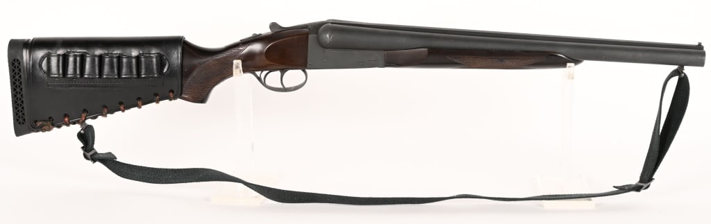 AMERICAN ARMS SXS WATERFOWL SPECIAL 10 GA: SERIAL NUMBER: 383245. BARREL: 19 1/2". GAUGE: 10 GA. CHOKE: N/A. CHAMBER: 3 1/2". The shot gun barrel has been cut down at some point to a 19 inch blaster. It features a white bead front sight, ribbe