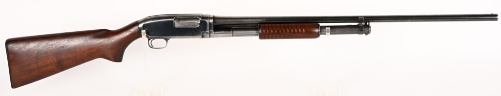 WINCHESTER MODEL 12 PUMP ACTION SHOTGUN 20GA: SERIAL NUMBER: 1425166. BARREL: 28". GAUGE: 20 GA. CHOKE: FULL. CHAMBER: 2 3/4". LOP: 14 1/8". DAC: 1 3/8". DAH: 2 1/8". MANUFACTURED: 1954. The Winchester Model 12 in 20 gauge is a pump-action shotgu