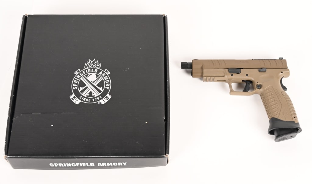 SPRINGFIELD ARMORY FDE XD ELITE SEMI AUTO PISTOL: SERIAL NUMBER: BY588768. BARREL: 5 1/4". CALIBER: 9X19. The Springfield Armory XD-M Elite is a series of striker-fired, polymer-framed handguns featuring enhanced performance upgrades like the Match E